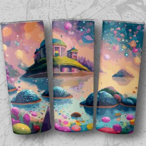 Fantasy Landscape Floating Island Design Tumblers