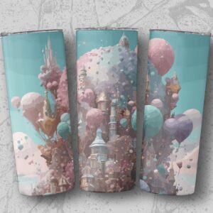 Dreamy Fantasy Cityscape with Whimsical Colors Tumblers