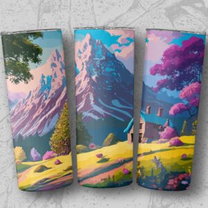Scenic Mountain Cabin Fantasy Landscape Tumblers