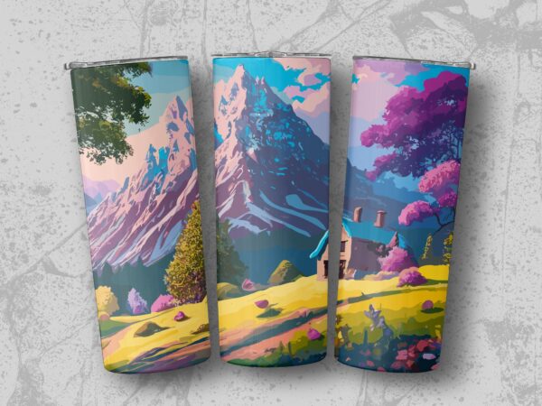 Scenic Mountain Cabin Fantasy Landscape Tumblers