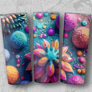 Vibrant Fantasy Flower Power Artwork Tumblers