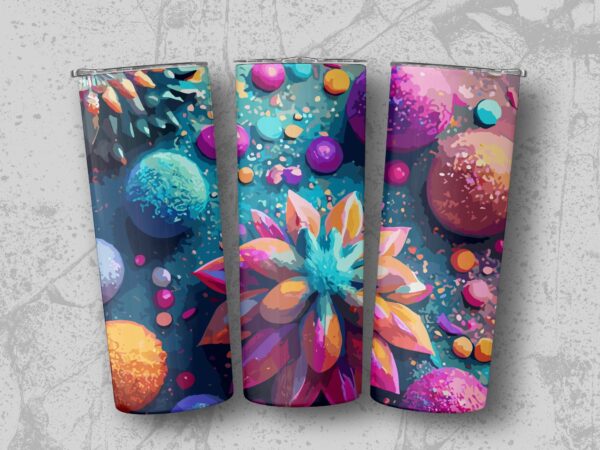 Vibrant Fantasy Flower Power Artwork Tumblers